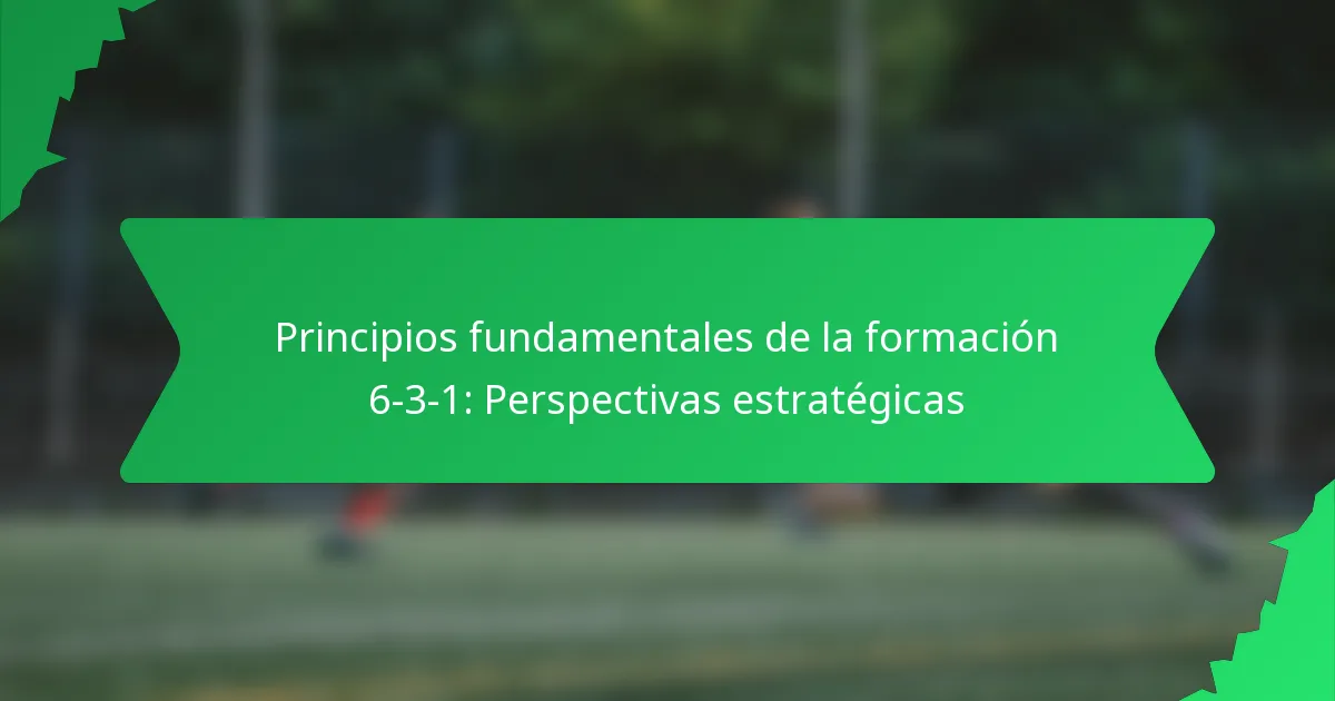 Principios fundamentales de la formación 6-3-1: Perspectivas estratégicas